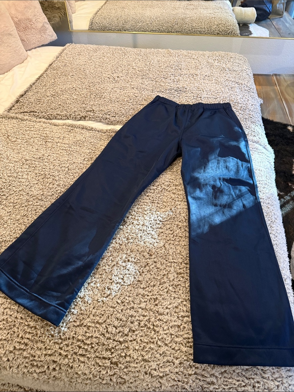 Vintage Navy Wide-Leg Casual Pants